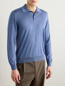 2025 nuevo JT superventas Diseño de Moda de talla grande para hombre de manga larga para Polo 100% tela de punto de lana Merino patrón sólido - Product Image 3