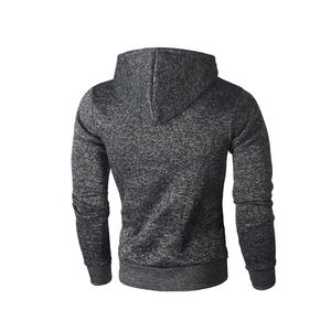 Sweat-shirt à capuche gris brodé pour homme, en molleton avec poche kangourou, manches longues, style décontracté streetwear, éco-responsable, personnalisable - Product Image 3