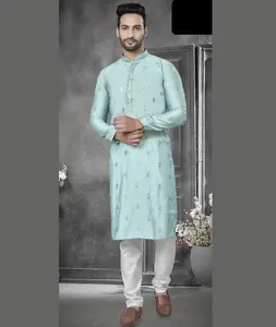 Indian Fancy Embroidery and Sequence Work Kurtas for Men Wedding Wear and Festival Function Wear Designer Clothes and Dress