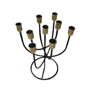 Portavelas de 9 brazos, muestra de Metal negro dorado disponible, decoración decorativa de vacaciones transparente, estampado europeo, decoración de boda hecha a mano - Product Image 1