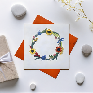 การ์ดอวยพรกระดาษการ์ดเวียดนามทำมือพร้อม3D ป๊อปอัปตกแต่งลายดอกไม้ - Product Image 2