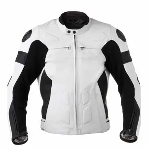 Top qualité 2024 blanc veste en cuir hommes/avant dos rembourré manches durable en cuir veste motard costume avec uniforme