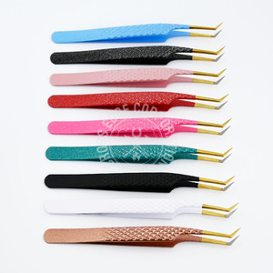 Pince à épiler diamantée à 45 degrés Extension de cils Volume pointu Pointe en fibre Pince à épiler Outil de beauté en acier inoxydable - Product Image 2