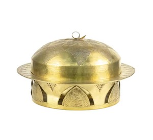 Calentador de alimentos chapado en oro con aspecto de Oriente Medio con soporte en el mejor calentador de acero inoxidable hecho a mano Premium en cazuela de Metal - Product Image 2