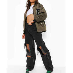 Chaqueta Varsity Personalizada para Mujer, para Otoño e Invierno, Mangas Largas, Resistente al Viento, Transpirable, Ecológica, Cuello Camisero, Sin Costuras - Product Image 4