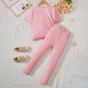 2024 New Fashionable Design Casual Wear Women's T Shirt and Trouser <b>Sets</b> / Girls New Style Casual Sports Wear <b>Twin</b> <b>Sets</b> OEM - Product Image 2