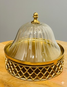 Cúpula para Pastel de Aluminio Fundido Artístico con Tapa de Vidrio para una Presentación Decorativa de Alimentos que Mejora el Atractivo Visual - Product Image 3