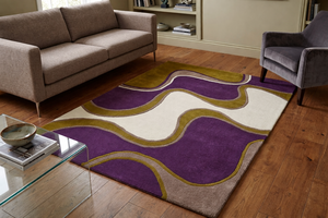 Hand Tufted Woven Modern Abstract Wool/Silk Plush Eco-Friendly Anti-Slip Rug-Purple Green Designer Living Room (Custom Size - Product Image 5