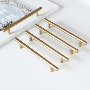 Modern <b>Gold</b> Finish Stainless Steel T-Bar <b>Cabinet</b> Pulls Cylindrical Drawer Handles for Kitchen Dresser Wardrobe-Eco-Friendly - Product Image 1