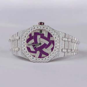 Hip Hop Diamond Auto Date Stainless Steel Lab Grown Diamond <b>Wrist</b> <b>Watch</b> Analog Diamond Studded <b>Watch</b> <b>for</b> <b>Men</b> - Product Image 1