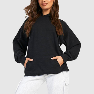 ผ้าฝ้ายพิมพ์คุณภาพสูงผู้หญิงแขนยาวสบาย Hoodies / โลโก้ที่กําหนดเองธรรมดาขนาดใหญ่คลุมด้วยผ้าผู้หญิงเสื้อสเวตเตอร์ - Product Image 1