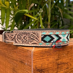 Personnalisable de haute qualité en cuir véritable rembourré chien colliers réglable Design de luxe usiné à la main en cuir robuste collier pour animaux de compagnie - Product Image 1