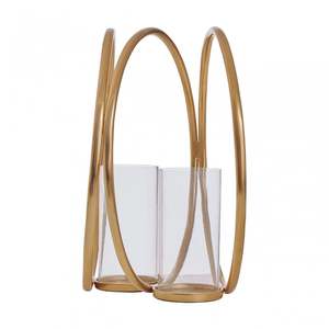 Portavelas decorativo de metal único dorado - Product Image 4