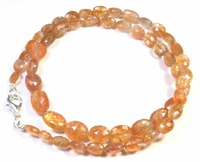 Oranye Afrika Sunstone potongan segi Oval bentuk Natural pelangi berkilau permata 8-13mm 18 inci manik-manik kualitas tinggi DIY membuat perhiasan