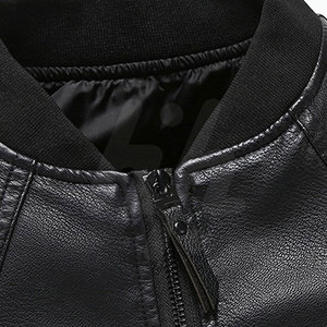 Chaqueta de Cuero Ajustada para Hombre, Chaqueta Informal con Cuello Levantado y Cremallera, Transpirable, a Prueba de Viento, de Lana de Invierno - Product Image 6