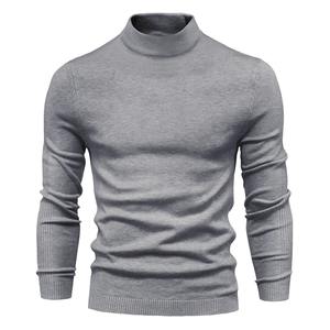 Pull-over doux à col moyen pour hommes Pull-over chaud d'hiver de couleur unie décontracté pour hommes Pull-over de haute qualité pour hommes - Product Image 1