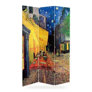 Pantalla Plegable de Lona de Doble Cara con Diseño de la Terraza del Café de Van Gogh por la Noche - Product Image 4