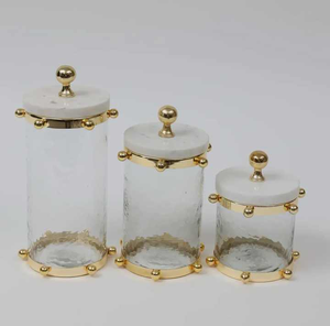 Indian Manufacturer Export Versatile Daily Storage <b>Container</b> Transparent <b>Glass</b> Canister Stylish Metal Lid Cover for Storage - Product Image 3