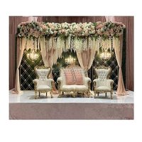 Ensemble de canapés de scène de mariage en or blanc de designer, ensemble de canapés de scène de mariage royal roi reine, canapé-lit nouvellement sculpté à la main pour mariage au Canada