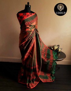 Sari indio de calidad superior Aspecto elegante Ropa de fiesta Sari de seda de algodón a precio al por mayor Exportador y fabricante de India - Product Image 1