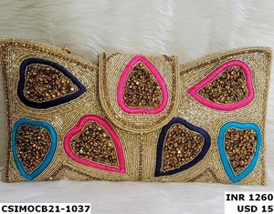 Bolso de mano artesanal con bordado de cuentas de piedra de cristal de diseñador, bolsos sofisticados para ocasiones especiales, eventos - Product Image 2