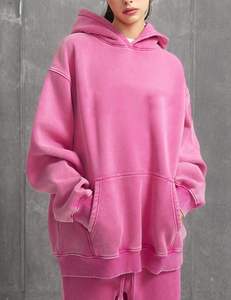 Women's Oversized <b>Hoodie</b> Heavyweight Cotton <b>Fleece</b> with Acid Wash Vintage Design Breathable Sustainable Puff Printing Logo Back - Product Image 6