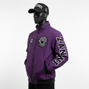 Premium Softshell Jacket Water Resistant Breathable Fleece Lined <b>Purple</b> with Sleeve Panels Custom Logo softshell Jacket for <b>man</b> - Product Image 4