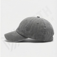 Casquette de baseball décontractée unisexe en coton gris délavé à 6 panneaux, taille adulte, couleur unie, réglable
