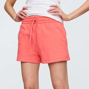 Short d'été décontracté pour femmes lourd 100% coton polaire solide couleur noire court avec poches latérales boxy fit short pour femmes - Product Image 2