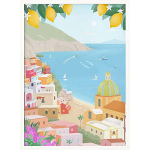 Panel de Lona de Positano, Italia, Decoración para el Hogar, Impresión Artística Elegante de una Pueblo Costero Italiano - Product Image 3