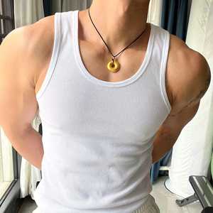 High Quality Ribbed Cotton <b>Men's</b> Gym <b>Tank</b> <b>Tops</b> Breathable <b>Black</b> Gray Singlets Factory Wholesale Knitted <b>Tank</b> <b>Tops</b> - Product Image 2