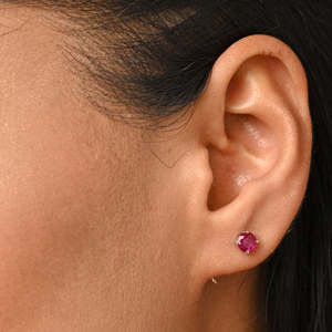 NOVAMART Fine 925 Sterling Silver Blood Red <b>Studs</b> <b>Earrings</b> 14K Gold Emerald Cut Diamond <b>Turquoise</b> Ruby-Perfect Gift for Kids Gir - Product Image 5