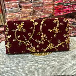 Handmade Patola Silk <b>Clutch</b> Fashionable Lady-Style Metal Hand <b>Bag</b> <b>Wedding</b> Favor Party Gift or Bridal Item for Her - Product Image 1