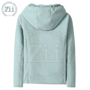 Custom Designed Women's Winter Outdoor Hooded Windproof Polar Fleece <b>Jacket</b> Plain Dyed Solid Breathable Eco-Friendly Canvas - Product Image 2