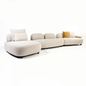 Ensemble de canapé sectionnel en tissu en forme de L moderne avec dossier rembourré, couleur blanche et accoudoirs rembourrés pour le mobilier de salon - Product Image 3