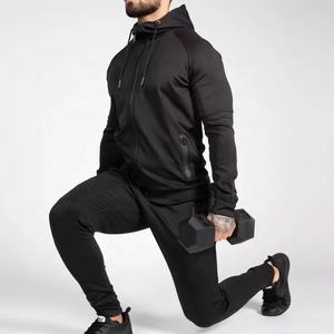 Survêtement à capuche en polyester et spandex à séchage rapide avec fermeture éclair complète pour hommes, joggings et survêtements Active Bottoms Sportswear - Product Image 5