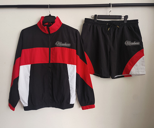 Customize color Zip up Windbreaker Track Suit 2 Piece Set Lightweight Oversized Nylon Jogging Track Suit With <b>Tape</b> - Product Image 1