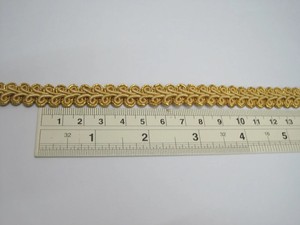 1 1/2 Yards Overlapping Gold <strong>Gimp</strong> Braided <strong>Trim</strong> Pakistani Style with Metallic Edge <strong>Scroll</strong> Design <strong>Trim</strong> for Sewing Craft Projects - Product Image 2