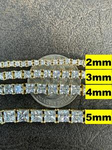 Elegant Style Princess Cut Moissanite Diamond <b>Tennis</b> Chain With Gold Plated 925 <b>Silver</b> Fine Jewelry At Low Price For Women - Product Image 3