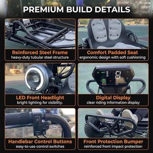 Kart électrique tout-terrain Zy-liath-or 72V sans balais, neuf d'usine, puissance maximale 10,8 kW, vitesse 62 MPH, transmission par arbre, double suspension hydraulique, pneus 19x7-8, pour adolescents et adultes - Product Image 5