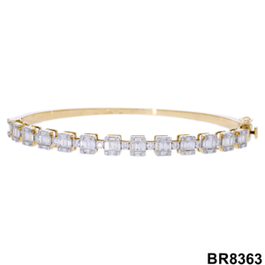 1.6 Carat Natural Oval Cut Diamond Cluster <b>Bangle</b> Bracelet Yellow 14K Rhodium Plated Gold for Women's Dazzling Display Sparkling - Product Image 2