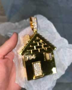 ทองขาว14K 3ชิ้นจี้เพชรโมอิสอัลเลาะห์ทรงเสน่ห์สไตล์ฮิปฮอปของผู้ชาย - Product Image 3