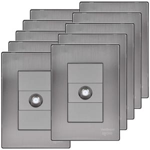 Piastra da parete per cavo coassiale, MXIXF-006, 10 pezzi, presa coassiale, argento, acciaio inossidabile/PC. - Product Image 1
