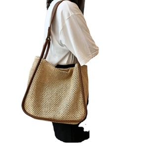 Vacances à l'épaule sacs à main en paille à l'épaule personnalisés pour dames pour le quotidien et le bureau étaient sac - Product Image 1