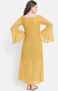 เดรสแม็กซี่ลายดอกไม้วินเทจแขนบานออกเป็นมิตรกับสิ่งแวดล้อมระบายอากาศผ้าฝ้ายแท้ซักได้สำหรับฤดูร้อนฤดูใบไม้ร่วง - Product Image 2