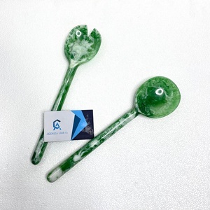 Ensemble de couverts à salade en résine à poignée à bulles finition mate ustensiles de service personnalisés couverts couverts à salade de fruits en résine cuillère et fourchette - Product Image 4