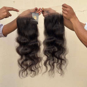 Extensions de cheveux humains indiens tissés en gros, bouclés, à ondulations profondes, avec frontal en dentelle et mèches à ondulations profondes avec closure HD - Product Image 2