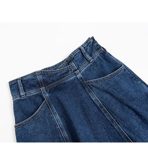 Female Midi Denim Skirt Wrap Cut Trendy Frayed Edge Boutique Season Selection Apparel Piece - Product Image 2