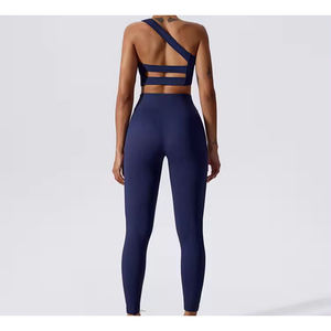 ชุดออกกำลังกายเลคกิ้งเอวสูงสองชิ้นสำหรับฟิตเนสกีฬาโยคะสีล้วนเป็นมิตรต่อสิ่งแวดล้อม - Product Image 1