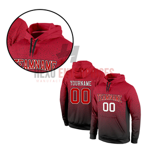 Mejor diseño personalizado deportes pulóver sudadera sudaderas con capucha negro rojo-blanco desvanecimiento estampado invierno uso ropa - Product Image 3